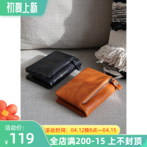 Ancient reigning tannins cow leather male and female short money wallet drivers license line drivers license bag Two-fold genuine leather wallet with zero wallet