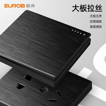 Ou Ben concealed 86 frameless large board black wall switch socket one open 5 five five holes 16A socket panel porous