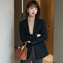 Simple and neat can be soft and soft can Sao 2021 autumn and winter temperament fashionable versatile black slim fit wool suit