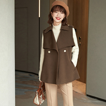 FENPERATE 2021 autumn and winter design sense romantic warm long Curry color stacked vest outer cover