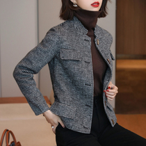 Soft and glutinous to the touch ~ 2021 autumn and winter commuter Joker stand-up collar chickenbird popular cashmere wool jacket women