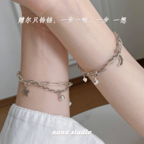 Sterling Silver Couple Bracelet A pair of couples ins niche design Chinese Valentines Day gift original custom lettering silver jewelry