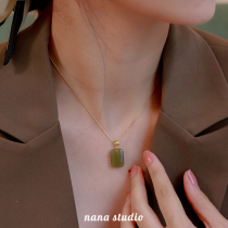 Natural Hetian jade no matter brand pendant necklace womens collarbone chain light luxury niche design sweater chain autumn and winter jade