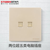 Type 86 concealed two-digit dual-port computer broadband information network panel Gold two super five-type cable socket