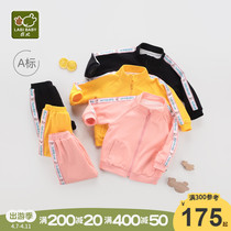 Rabbis official flagship Childrens suit Autumn winter style Childrens clothing All-on-the-womans baby sports casual suit