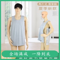 Easy to wear off nursing clothes full-open vests Paralysed Bed Fracture Patients Clothes Seniors Pure Cotton Thin men and women Summer