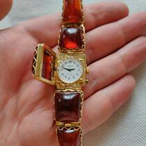 Overseas Amber ◇ antique vintage elegant amber gold filigree crown ladies mechanical watch watch
