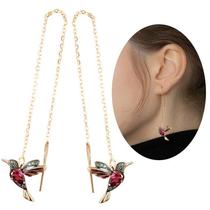 American Earring hand made charming sweet cute glitter zircon rhinestone hummingbird tassel earrings
