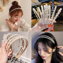 Korean version of the pearl hair band simple French vintage metal headband hairband hair card ins temperament fairy forest series super fairy hair ornament