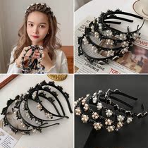 Net red 2021 new pearl hair band hair card lazy bangs broken hair braided hair artifact hair clip wash face headband woman
