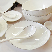 Jingdezhen ceramics 56 new Chinese bone porcelain tableware set Japanese dishes and chopsticks home wedding housewarming gifts