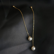 Not off color UK day ensemble original self 18K bag gold small golden bean pearl earline pure silver gold pearl ear line