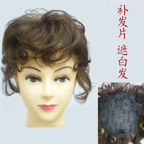 Middle-aged and elderly head roll replacement matte high-temperature silk wig fluffy roll can tie ponytail to cover white hair