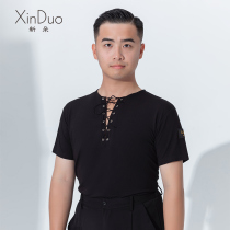 Mens Latin dance jacket new summer modern dance short sleeve National Standard Dance Square Dance Dance Dance practice uniform