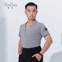 Latin dance jacket new summer mens short sleeve shirt dance uniform modern dance national standard dance square dance performance practice uniform