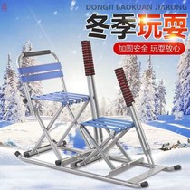 Ice car outdoor skating car children plow ice skate outdoor skiing single leg donkey double child northeast solid wood Sleigh