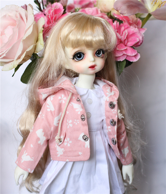 taobao agent Doll, clothing, jacket, rabbit, top, trench coat, hoody, scale 1:6, drawstring, children's clothing
