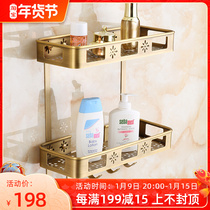 Queens family retro antique antique shelf all copper European bathroom wash table square storage with adhesive hook copper basket