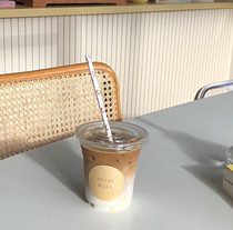 Korean INS cafe MOON disposable transparent plastic cup juice milk tea coffee Nordic style take-out cup
