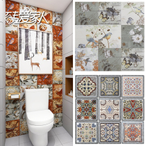 Hand painted with small flowers and birds green Nordic American antique wall tiles Toilet kitchen balcony 300*300x