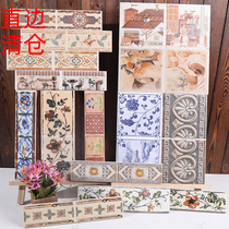 Waistline with carved parquet Wall ceramic tiles imitation retro American pastoral toilet wash hand toilet shower room 300