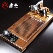  Tea tray with electromagnetic stove integrated kettle Household modern solid wood tea table running water office simple electric stove A