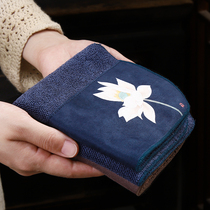 Hand-painted tea towel absorbent thickened small square towel Chinese style Zen tea cloth tea table accessories simple table flag cloth raising pot towel