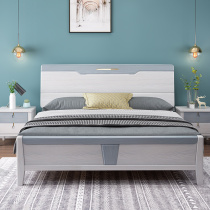 Modern simple light luxury solid wood bed 18 meters economical white embossed double wedding bed 15 female student children's bed