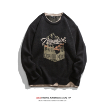 American retro knit shirt mens coat autumn and winter couples Korean trend sweater mens pullover casual coat men