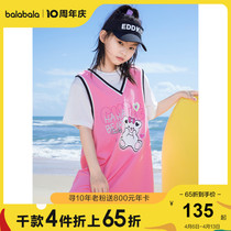 Bala Bala Children Dress Girl Dress Girl Dress Child 2022 New CUHK Child Sports Summer Clothing Fake Two Sweet Tide