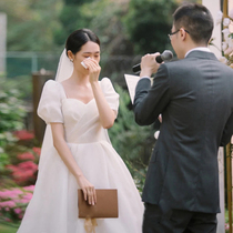 Mori light wedding dress 2021 new simple atmosphere Super fairy dream light luxury travel auction French Princess wind out female