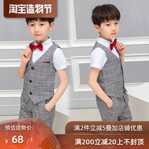 Boys  dress suit British style summer short-sleeved suit Flower girl performance suit CUHK childrens piano performance three-piece set