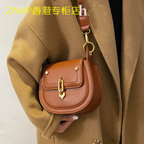 French ZAMP womens bag 2022 new genuine leather single shoulder bag advanced texture saddle bag 100 lap design Oblique Satchel Bag