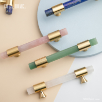 Crystal handle cabinet door modern wardrobe cabinet drawer light luxury single hole cabinet handle gold American brass handle