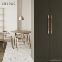 Lengthened wood handles light and luxurious modern black walnuts solid wood closet door drawers furniture pure brass clear brass handle