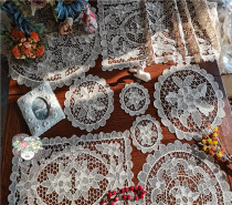 T Whe@ Foreign trade ten thousand Silk Draft Lace Hollowed-out Cup Mat Vase Cushion Dining Mat Table Cloth Multispec
