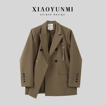Xiaoyunmi black blazer womens autumn and winter 2021 new high-end design sense niche early autumn dress thickened suit