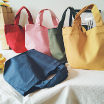 Japanese-style solid color environmental protection canvas bag female simple lunch box bag Office worker portable urinal bag Student lunch box bag