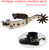 Fine Western cowboy spurs inlaid with German silver decorative board hand-carved Western Spurs