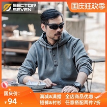 District 7 Street Fighter Tactical Clothes Men Spring and Autumn Outdoor Fleet Pulvered velvet Hooded Leisure Warm