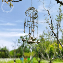 Outdoor garden Vintage cast iron bells Wind chimes American courtyard Home wall hanging Outdoor balcony decoration pendant