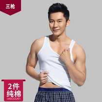 Three-gun mens vest with beating bottom summer pure cotton thread elastic body full cotton male worker character sleeveless hoodie