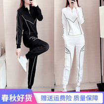European station autumn and winter plus velvet leisure sports Hong Kong style suit female retro chic two-piece fashion foreign style European goods tide
