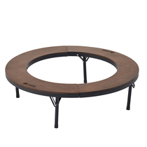 Japan LOGOS outdoor camping folding portable field table round table barbecue oven table spot solid wood table