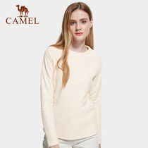 Camel Outdoor Round Collar Grab Suede Jersey Woman 2022 Spring Autumn Season Fashion T-shirt Lovers Shaking Grain Suede Jersey Blouse Dresses