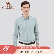  Camel sports casual shirt mens 2021 spring long-sleeved jacket mens wild comfortable business shirt solid color top