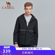 Camel outdoor mens coat 2021 autumn new windproof hooded jacket fashion trend black top men