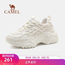 Camel outdoor shoes ladies 2021 Autumn New Breathable High Sports Leisure apricot color ins thick bottom dad shoes