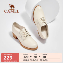 Camel Women Shoes 2022 Spring Summer New Small Leather Shoes Lady Yingren Wind High With Genuine Leather Commute Deep Mouth Single Shoe Woman