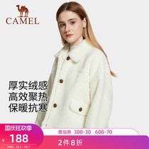 Camel outdoor 2021 autumn new cashmere lamb jacket White plus velvet warm loose fleece jacket women